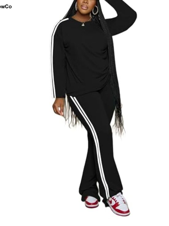 Tops - Women's 2 Piece Outfit Lounge Set Pullover Top Flared Pants Tracksuit